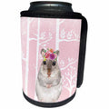 3dRose Uta Naumann Watercolor Illustration Animal - Lovely Animal Hamster with Flowers Illustration in Pink Forest - Can Cooler Bottle Wrap (cc_269198)