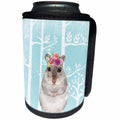 3dRose Uta Naumann Watercolor Illustration Animal - Lovely Animal Hamster with Flowers Illustration in Blue Forest - Can Cooler Bottle Wrap (cc_269199)