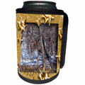 3dRose Beverly Turner Christmas Design and Photography - Curious Deer Gold Star Design Happy Holidays - Can Cooler Bottle Wrap (cc_26920)
