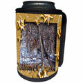 3dRose Beverly Turner Christmas Design and Photography - Curious Deer Gold Star Design Merry Christmas - Can Cooler Bottle Wrap (cc_26921)