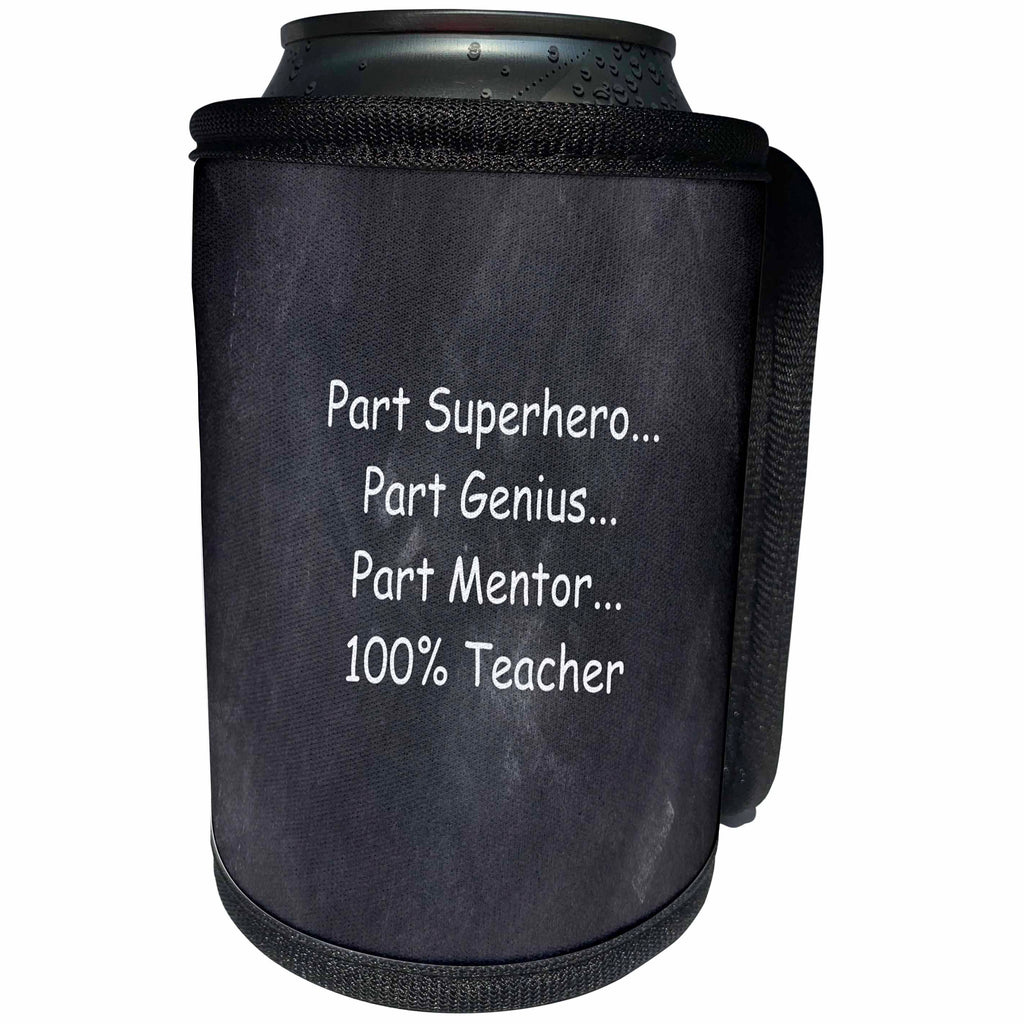 3dRose TDSwhite – Teacher Gifts - Superhero Teacher Gift Idea Appreciation Inspiration Chalkboard Design - Can Cooler Bottle Wrap (cc_269213)
