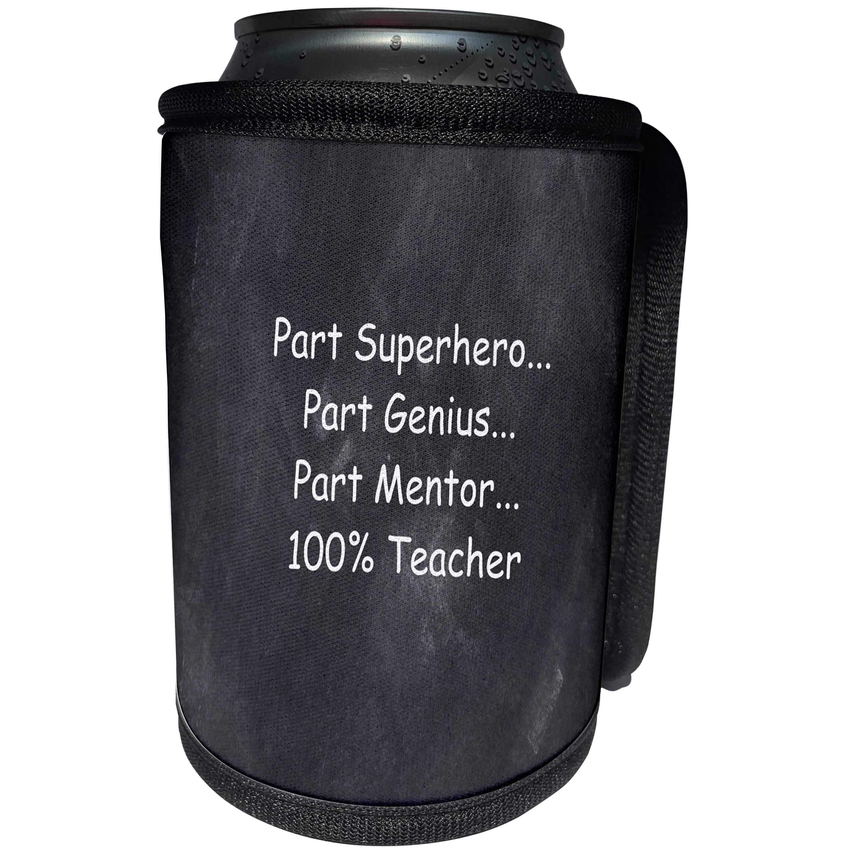 3dRose TDSwhite – Teacher Gifts - Superhero Teacher Gift Idea Appreciation Inspiration Chalkboard Design - Can Cooler Bottle Wrap (cc_269213)