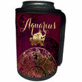 3dRose TDSwhite – Zodiac - Aquarius Symbol Astrology Wheel Zodiac Sign Horoscope - Can Cooler Bottle Wrap (cc_269250)