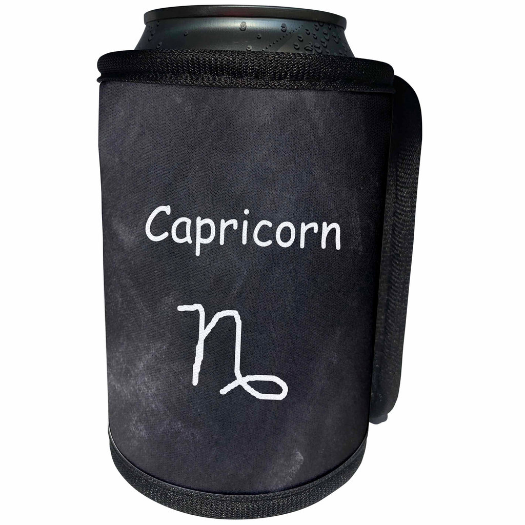 3dRose TDSwhite – Zodiac - Capricorn Symbol Zodiac Sign Horoscope Chalkboard Design - Can Cooler Bottle Wrap (cc_269256)