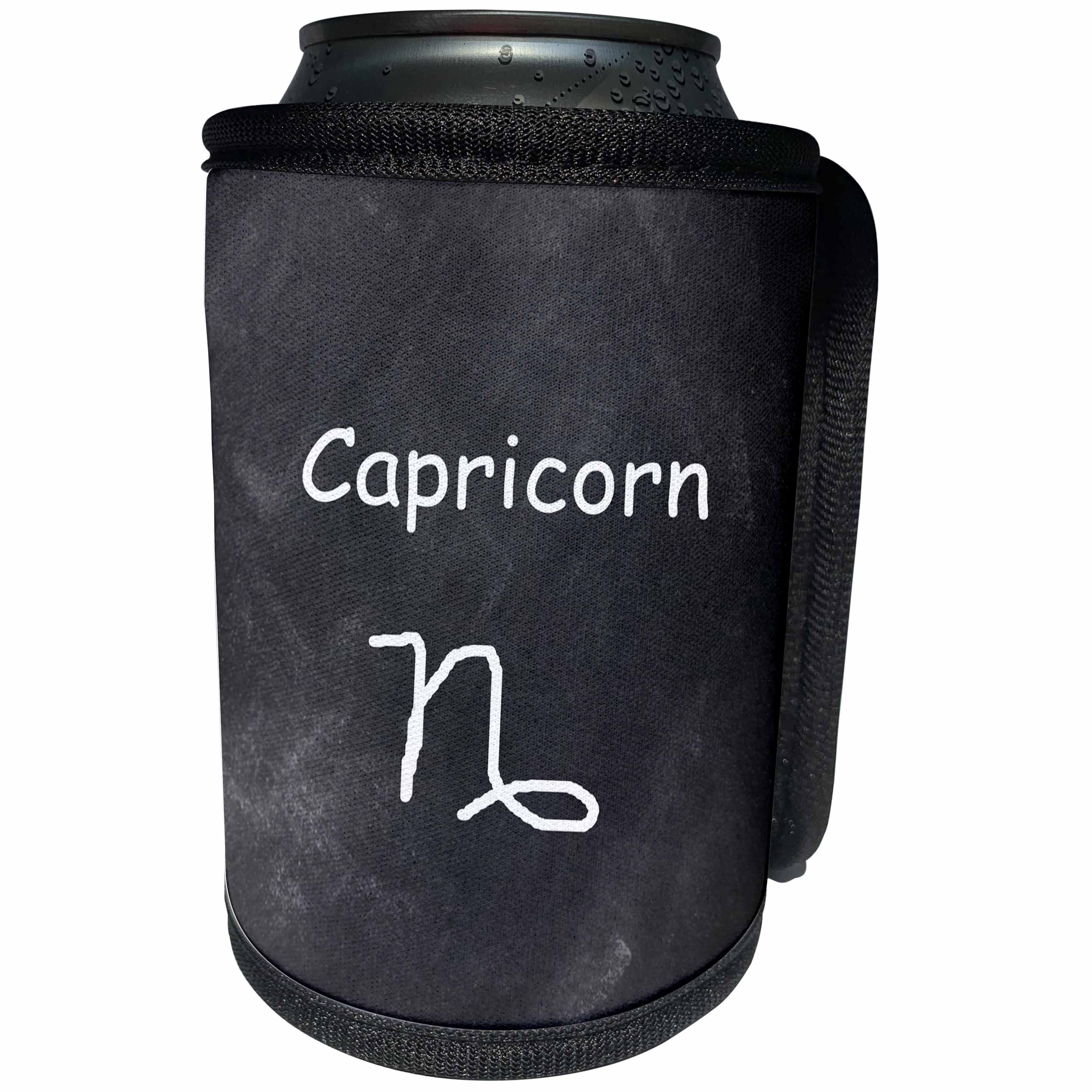 3dRose TDSwhite – Zodiac - Capricorn Symbol Zodiac Sign Horoscope Chalkboard Design - Can Cooler Bottle Wrap (cc_269256)