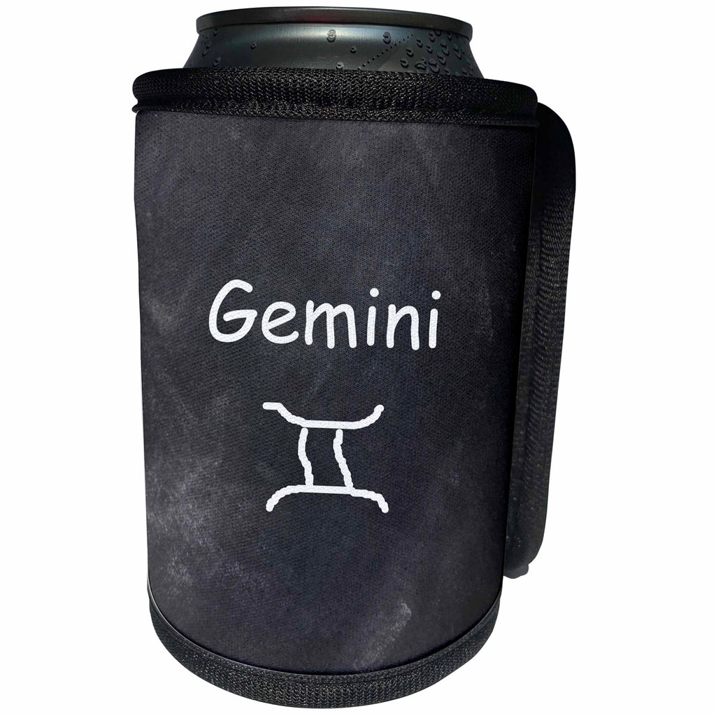 3dRose TDSwhite – Zodiac - Gemini Symbol Zodiac Sign Horoscope Chalkboard Design - Can Cooler Bottle Wrap (cc_269258)