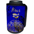 3dRose TDSwhite – Zodiac - Pisces Symbol Astrology Wheel Zodiac Sign Horoscope - Can Cooler Bottle Wrap (cc_269263)