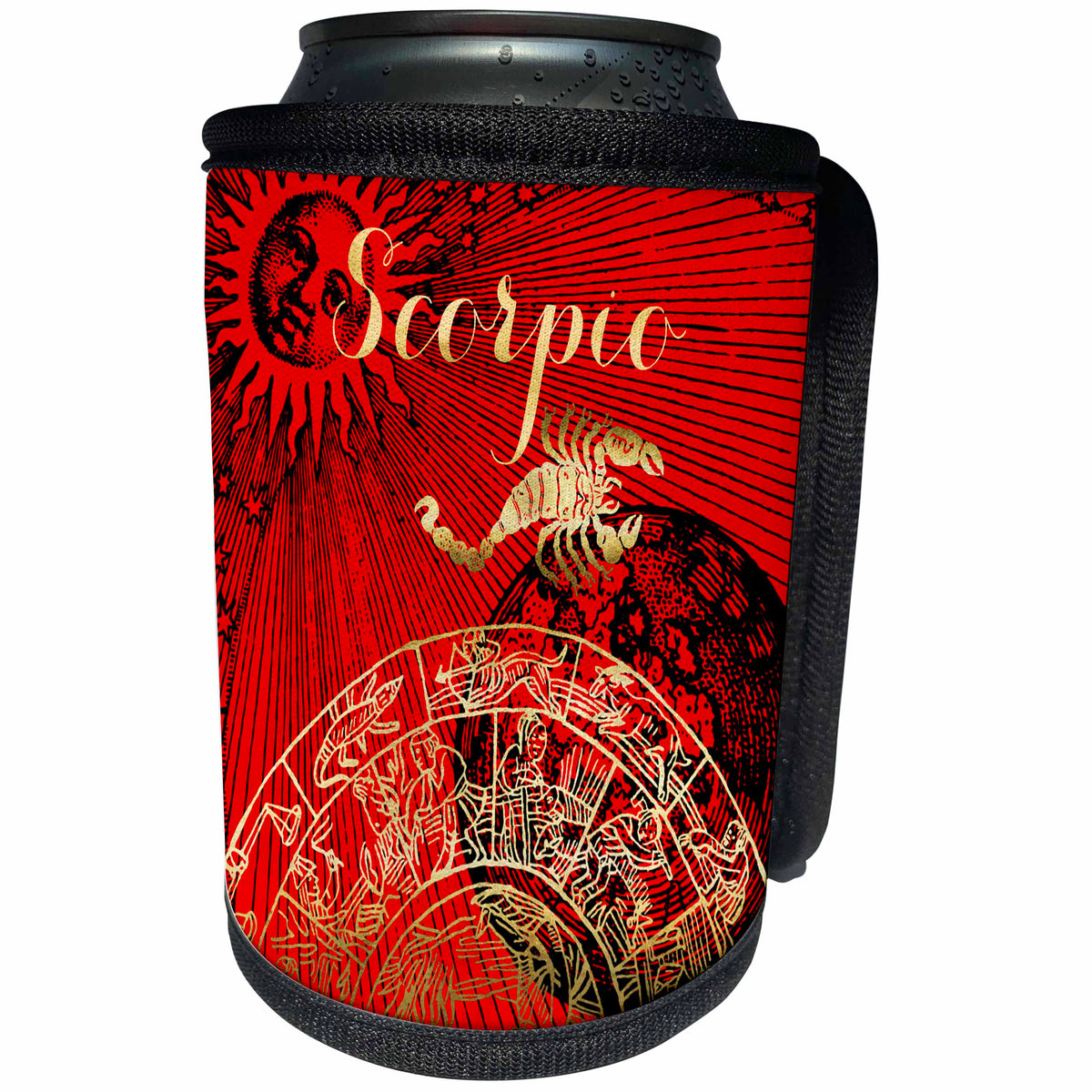 3dRose TDSwhite – Zodiac - Scorpio Symbol Astrology Wheel Zodiac Sign Horoscope - Can Cooler Bottle Wrap (cc_269267)