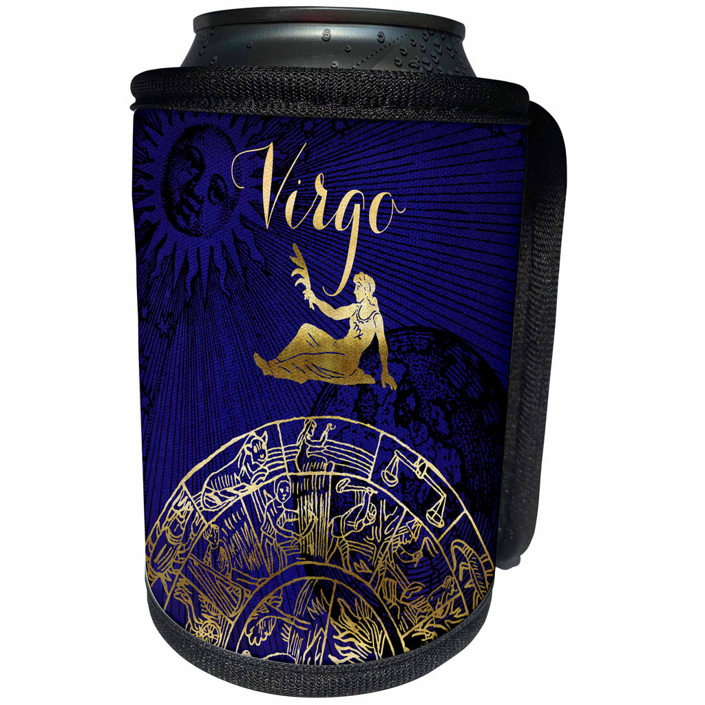 3dRose TDSwhite – Zodiac - Virgo Symbol Astrology Wheel Zodiac Sign Horoscope - Can Cooler Bottle Wrap (cc_269271)