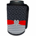 3dRose Anne Marie Baugh - Hearts and Valentines - Cute Black and White Hearts and Confetti Red Ribbon Digital Diamond - Can Cooler Bottle Wrap (cc_269275)