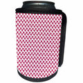 3dRose Anne Marie Baugh - Hearts and Valentines - Cute Pink and White Outlined Hearts Pattern - Can Cooler Bottle Wrap (cc_269276)
