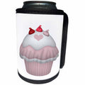 3dRose Anne Marie Baugh - Hearts and Valentines - Cute Pink and White Heart Cupcake Illustration - Can Cooler Bottle Wrap (cc_269278)