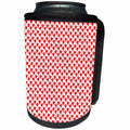 3dRose Anne Marie Baugh - Hearts and Valentines - Cute Red and White Outlined Hearts Pattern - Can Cooler Bottle Wrap (cc_269289)