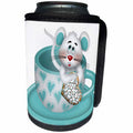 3dRose Anne Marie Baugh - Hearts and Valentines - Cute Mouse In An Aqua Heart Patterned Mug Illustration - Can Cooler Bottle Wrap (cc_269290)