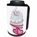 3dRose Anne Marie Baugh - Hearts and Valentines - Cute Pink and White Kiss Me Cupcake Illustration - Can Cooler Bottle Wrap (cc_269292)