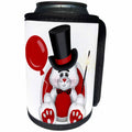 3dRose Anne Marie Baugh - Happy New Years - Cute Red, White, and Black Top Hat Happy New Years Rabbit - Can Cooler Bottle Wrap (cc_269305)