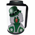 3dRose Anne Marie Baugh - St. Patricks Day - Cute Green and Gray St. Patricks Day Irish Owl Illustration - Can Cooler Bottle Wrap (cc_269319)