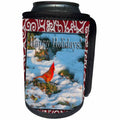 3dRose Beverly Turner Christmas Design and Photography - Cardinal in the Snow Snowflake Frame Happy Holidays - Can Cooler Bottle Wrap (cc_26932)