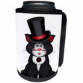 3dRose Anne Marie Baugh - Happy New Years - Cute Black and Red Happy New Year Cat Illustration - Can Cooler Bottle Wrap (cc_269322)