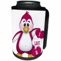 3dRose Anne Marie Baugh - Hearts and Valentines - Cute Pink and White I Luv U Penguin Illustration - Can Cooler Bottle Wrap (cc_269325)