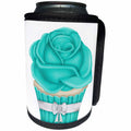 3dRose Anne Marie Baugh - Illustrations - Cute Aqua and White Rose Cupcake Illustration - Can Cooler Bottle Wrap (cc_269329)
