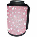 3dRose Anne Marie Baugh - Hearts and Valentines - Pretty Sparkly Silver and Pink Hearts and Confetti Pattern - Can Cooler Bottle Wrap (cc_269337)