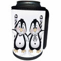 3dRose Anne Marie Baugh - Hearts and Valentines - Cute Black and White Sweetheart Penguins Illustration - Can Cooler Bottle Wrap (cc_269355)