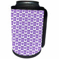 3dRose Anne Marie Baugh - Hearts and Valentines - Cute Purple and White Love and Hearts Checkerboard Pattern - Can Cooler Bottle Wrap (cc_269363)