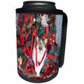 3dRose Sandy Mertens Christmas Animals - Cat in a Decorative Christmas Tree on Table - Can Cooler Bottle Wrap (cc_269530)