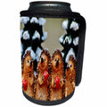 3dRose Sandy Mertens Christmas Animals - Four Hedgehog Figurines in Front of Snow Covered Pine Trees Image - Can Cooler Bottle Wrap (cc_269546)