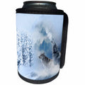 3dRose Doreen Erhardt Wildlife - Wolves in Winter Howling with Snowy Landscape and Pine Trees - Can Cooler Bottle Wrap (cc_269563)