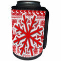 3dRose Doreen Erhardt Christmas Collection - Red and White Knit Snowflake on Needlework Patterned Holiday Design - Can Cooler Bottle Wrap (cc_269564)