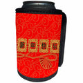 3dRose Doreen Erhardt New Year Collection - Chinese New Year Red and Gold with Black Calligraphy Symbols - Can Cooler Bottle Wrap (cc_269566)
