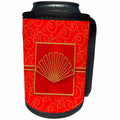 3dRose Doreen Erhardt New Year Collection - Chinese Red and Gold with Asian Fan for Festivals and Celebrations - Can Cooler Bottle Wrap (cc_269568)