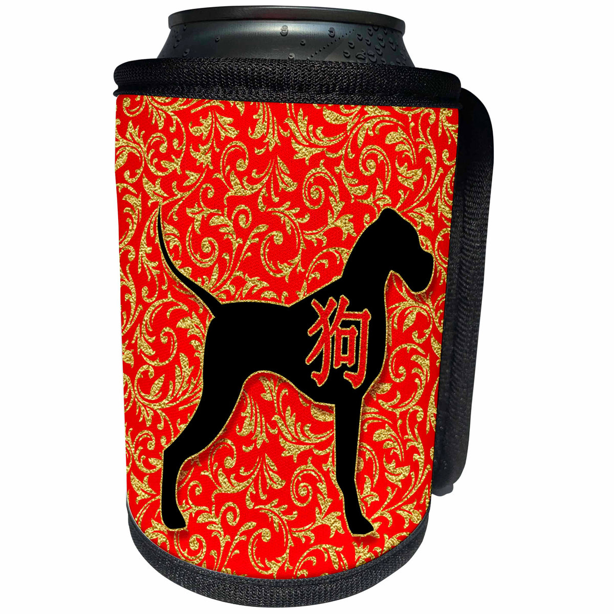 3dRose Doreen Erhardt New Year Collection - Great Dane Silhouette for Year ft the Dog Chinese New Year - Can Cooler Bottle Wrap (cc_269570)