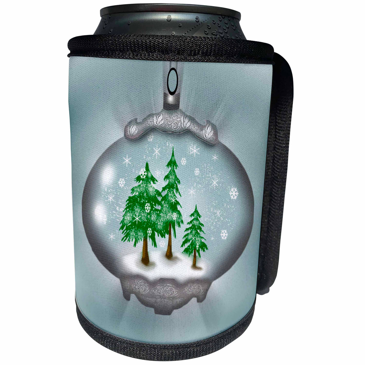 3dRose Dawn Gagnon Photography and Designs-Holidays - Snow Globe ornament design with snow and trees - Can Cooler Bottle Wrap (cc_269606)
