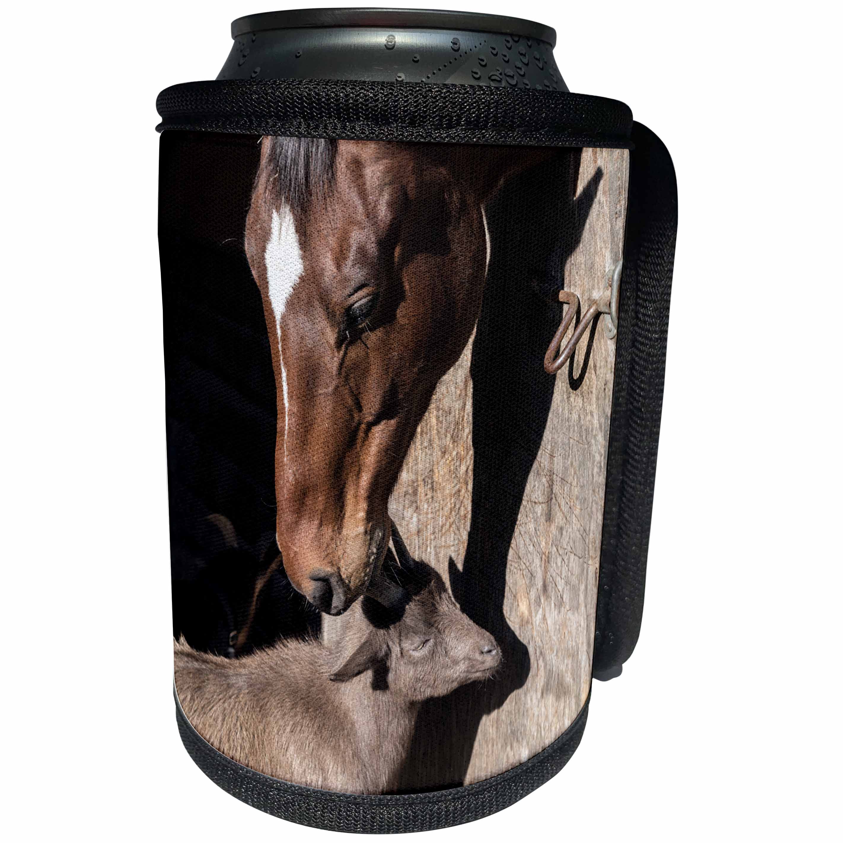 3dRose Roni Chastain Photography - Horse and Goat - Can Cooler Bottle Wrap (cc_269616)