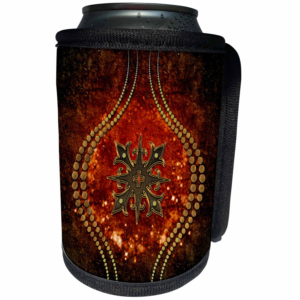 3dRose Heike Köhnen Design Sign Symbol - The Celtic cross on vintage background - Can Cooler Bottle Wrap (cc_269622)