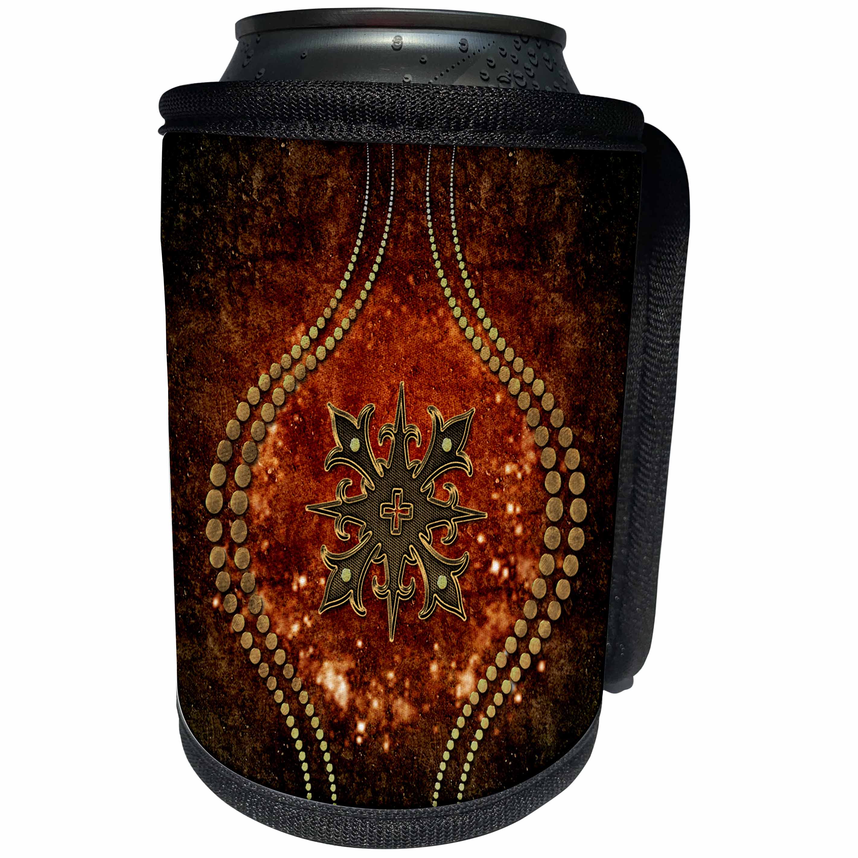 3dRose Heike Köhnen Design Sign Symbol - The Celtic cross on vintage background - Can Cooler Bottle Wrap (cc_269622)