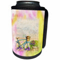 3dRose Abstract Watercolors - Image of Watercolor Pink and Yellow With Antique Bike - Can Cooler Bottle Wrap (cc_269654)