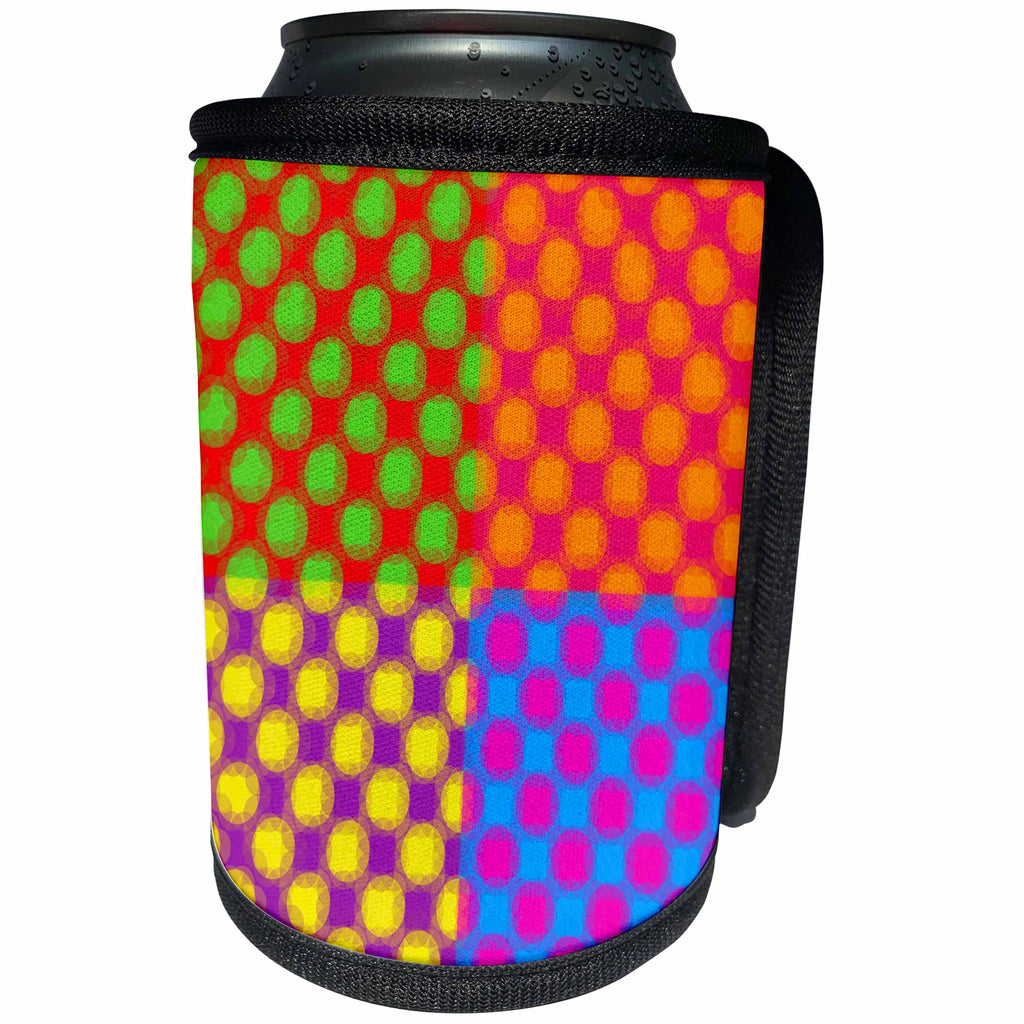 3dRose Abstract Watercolors - Image of Watercolor Multicolor Dots Pattern - Can Cooler Bottle Wrap (cc_269656)