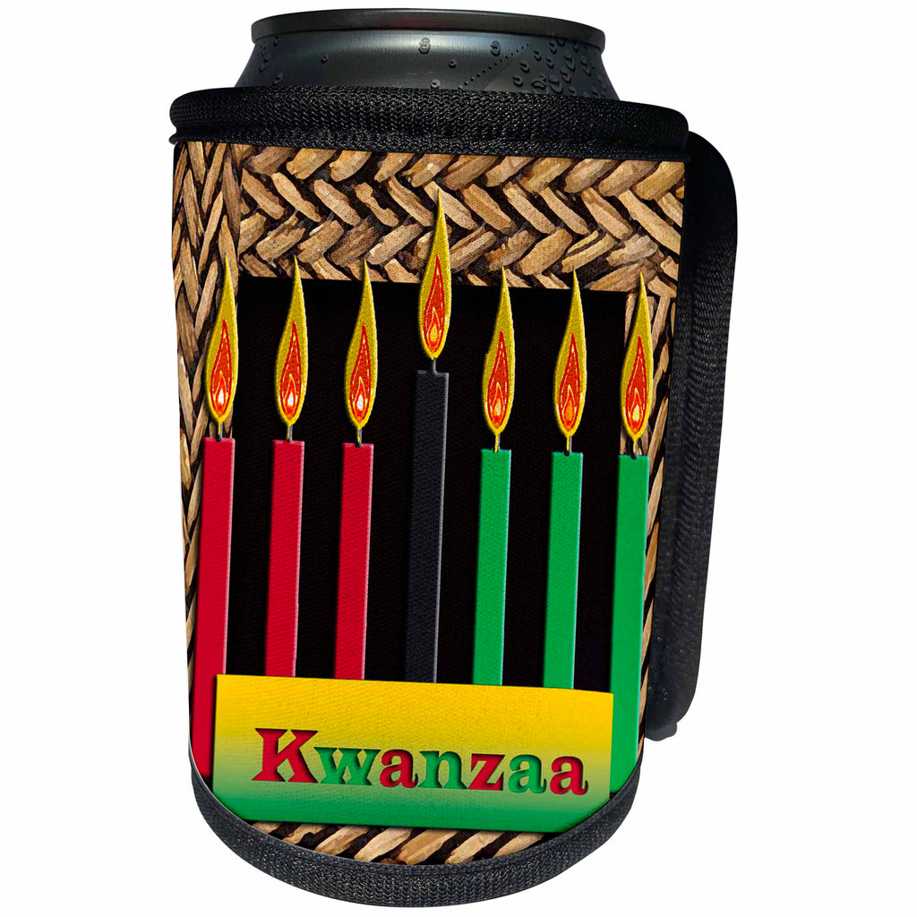 3dRose Beverly Turner Kwanzaa - Candles of Kwanzaa - Can Cooler Bottle Wrap (cc_26966)