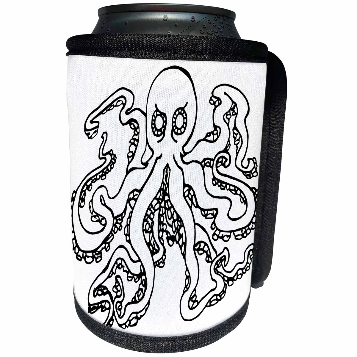 3dRose DYLAN SEIBOLD - MONOCHROME - Surly Octopus - Can Cooler Bottle Wrap (cc_269675)