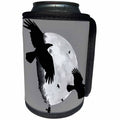 3dRose Taiche - Vector - Halloween Crows - A Murder Of Crows Flying Across The Moon - Can Cooler Bottle Wrap (cc_269736)