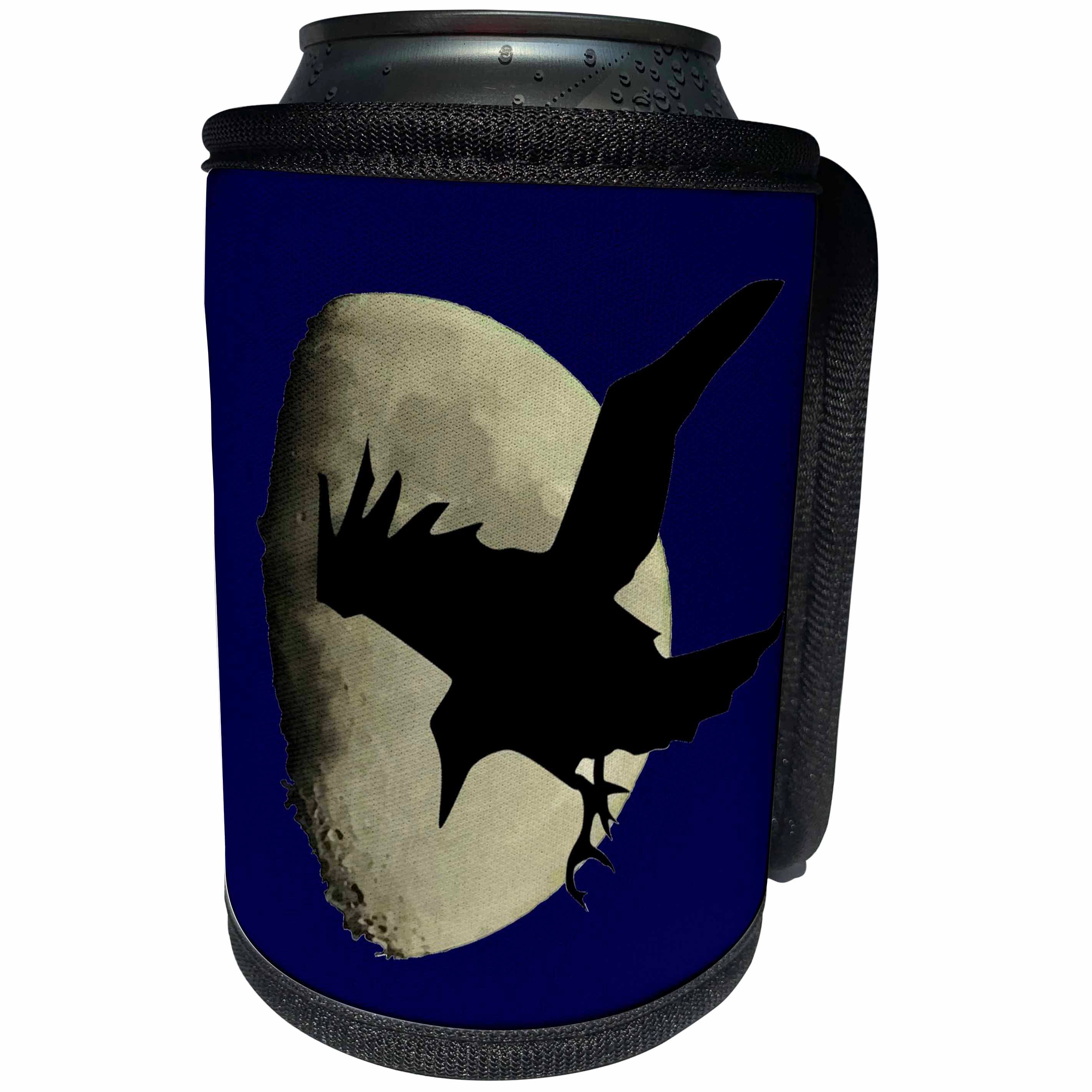 3dRose Taiche - Vector - Halloween Ravens - Raven Flying Across The Moon - Can Cooler Bottle Wrap (cc_269737)