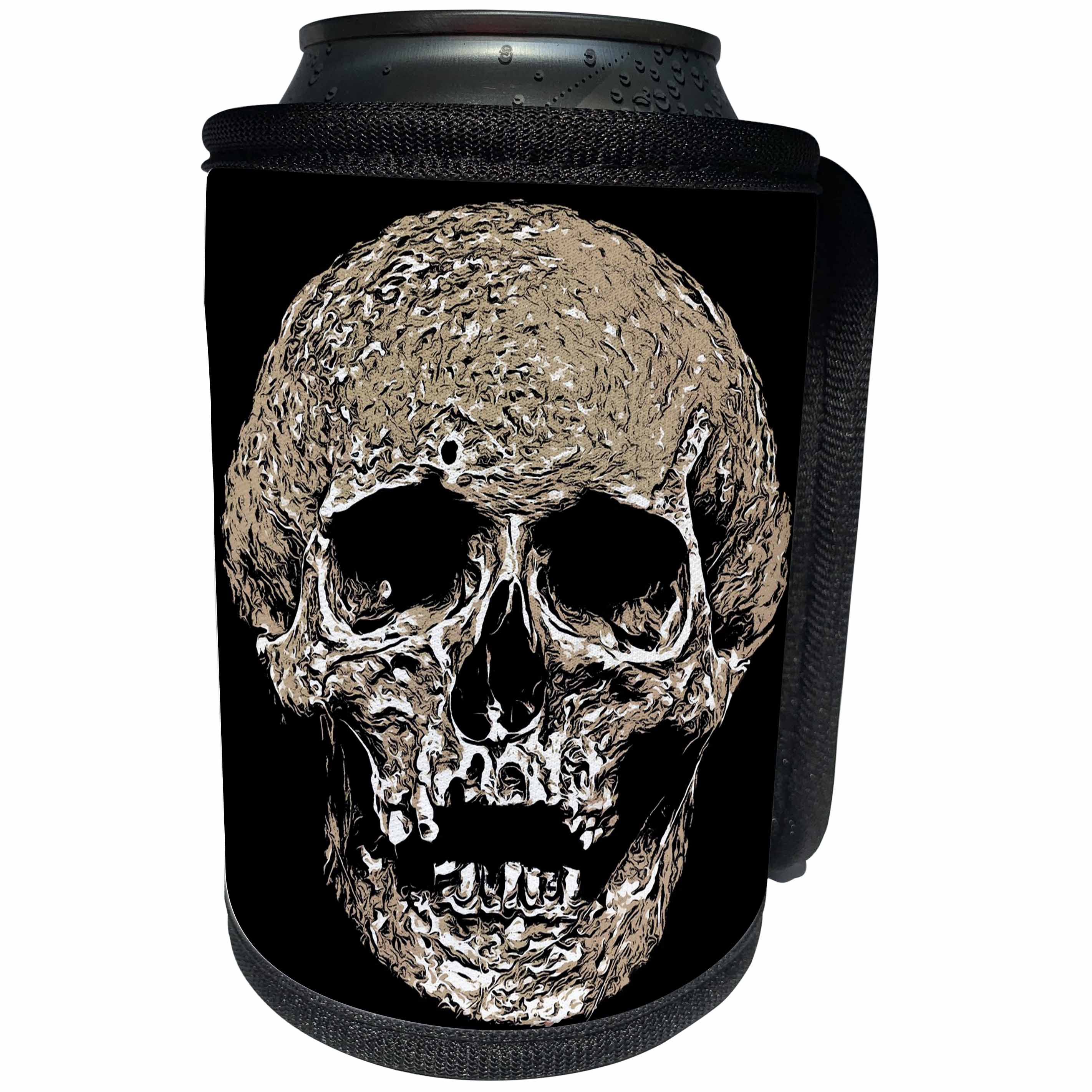 3dRose Taiche - Vector - Skull - Full Skull With Rotting Flesh Vector - Can Cooler Bottle Wrap (cc_269738)