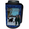 3dRose Beverly Turner Christmas Design and Photography - Buffalos Seasons Greetings Huffing and Puffing - Can Cooler Bottle Wrap (cc_26974)