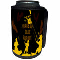 3dRose Taiche - Vector - Kitesurfing Wakeboarding - Wake Up Seas The Day Kiteboarder Brown and Yellow - Can Cooler Bottle Wrap (cc_269746)