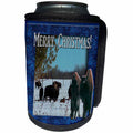 3dRose Beverly Turner Christmas Design and Photography - Buffalos Merry Christmas Huffing and Puffing - Can Cooler Bottle Wrap (cc_26975)
