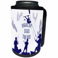 3dRose Taiche - Vector - Kitesurfing Wakeboarding - Wake Up Seas The Day Kiteboarder In Blue Shades - Can Cooler Bottle Wrap (cc_269754)